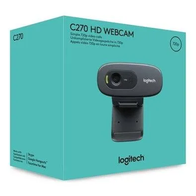Webcam Logitech C270, Hd, 720P, 3 Mega, Widescreen, 960-000694 - Imagem do Produto