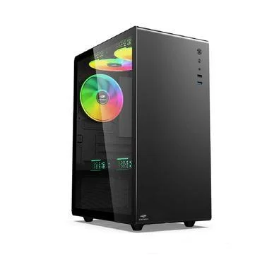 Gabinete Gamer C3Tech Mt-G200Bk, Sem Fonte, 3 Fans, Rgb, Preto, Lateral De Vidro - Imagem do Produto