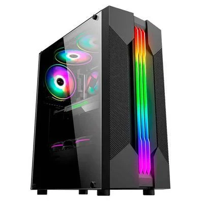 Gabinete Gamer Kmex Cg-01A9 Bifrost Vi, Sem Fonte, Sem Fan, Led Rgb, Preto, Lateral De Vidro - Imagem do Produto
