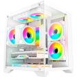 Miniatura de Gabinete Gamer Aquário Kmex Cg-W830 Micro White, Sem Fonte, Sem Fan, Lateral De Vidro, Branco