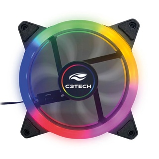 Cooler Fan Rgb C3Tech F7-L130M, Conector Molex, Led, 120X120X25 Mm, Preto