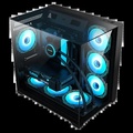 Gabinete Gamer Aquário Kmex Cg-01Fd Mega Shark, Sem Fonte, Sem Fan, Lateral De Vidro, Preto