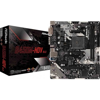 Placa Mãe Am4 Asrock B450M-Hdv R4.0, Ddr4 032Gb, M2/Nvme, Hdmi, Vga, Dvi, Preta