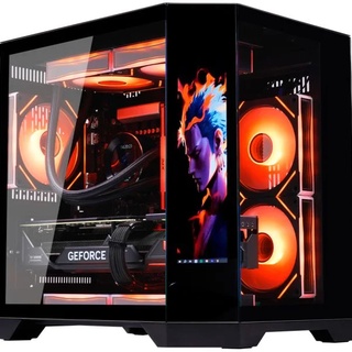 Gabinete Gamer Aquário Kmex Cg-02Kv Ângulo, Sem Fonte, Sem Fan, Lateral De Vidro, Com Monitor Dynamic, Preto