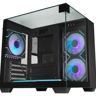 Gabinete Gamer Kmex Cg-01X2 Visão Infinita II, Sem Fonte, Sem Fan, Lateral De Vidro, Preto