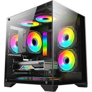 Gabinete Gamer Aquário Kmex Cg-0830 Micro, Sem Fonte, Sem Fan, Lateral De Vidro, Preto