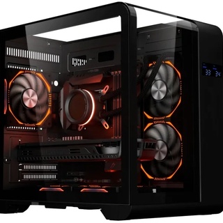 Gabinete Gamer Kmex Cg-48Ki Cyberpunk, Sem Fonte, Sem Fan, Lateral De Vidro, Display Digital, Preto