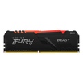 Memória Desktop Ddr4 08Gb/3200 Mhz Kingston Fury Beast, Rgb, Cl 16, 1.35V, Kf432C16Bba-8, Preta