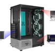 Imagem 5 de Gabinete Gamer Kmex Cg-30C5, Sem Fonte, 3 Fans, Rgb, Preto, Lateral De Vidro