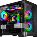 Gabinete Gamer Kmex Cg-01ag Aqua Curva, Sem Fonte, Sem Fan, Lateral De Vidro, Preto
