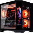 Miniatura de Gabinete Gamer Aquário Kmex Cg-02Kv Ângulo, Sem Fonte, Sem Fan, Lateral De Vidro, Com Monitor Dynamic, Preto