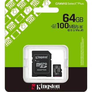Cartão de Memória 064 GB Kingston Canvas Select Plus, MicroSD, Classe 10, C/ Adaptador, Sdcs3/64Gb