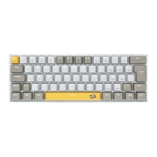 Teclado Gamer Usb Mecânico Redragon Lakshmi, Amarelo/Branco/Cinza, Switch Brown, Branco, Abnt2, K626-Yl-Wt-Gy