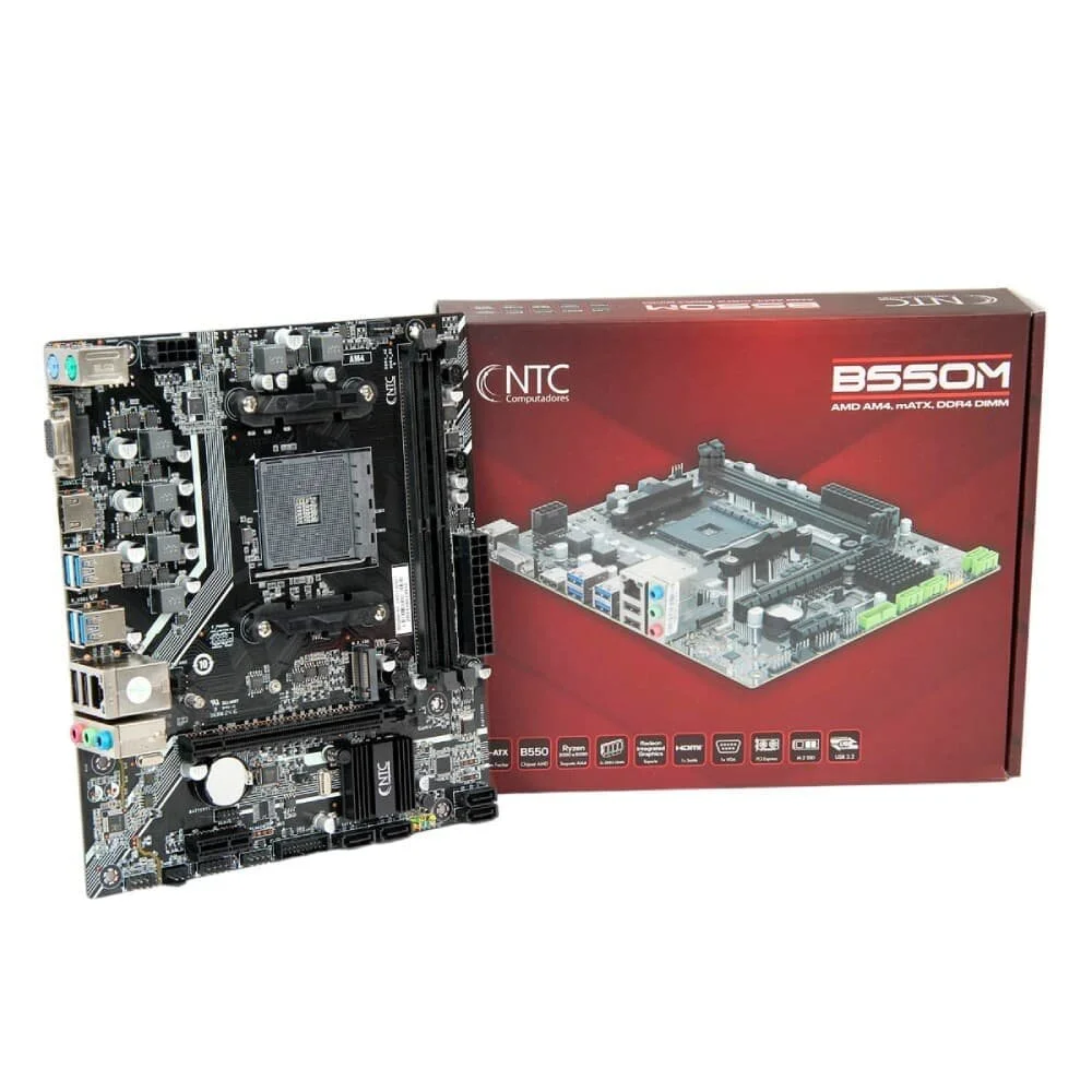 Placa Mãe Am4 Ntc B550M, Ddr4 064Gb, M2/Nvme, Hdmi, Vga, Preta