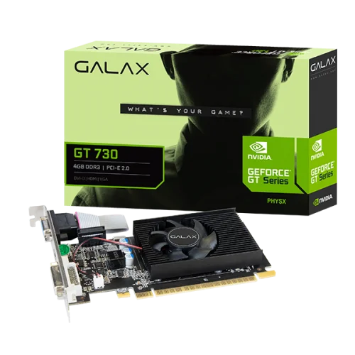 Placa De Vídeo Geforce Ddr3 04Gb/128 Bits Gt730 Galax, 1 Fan, Hdmi, Dvi, Vga, 73Gqf8Hx00Hd, Low Profile