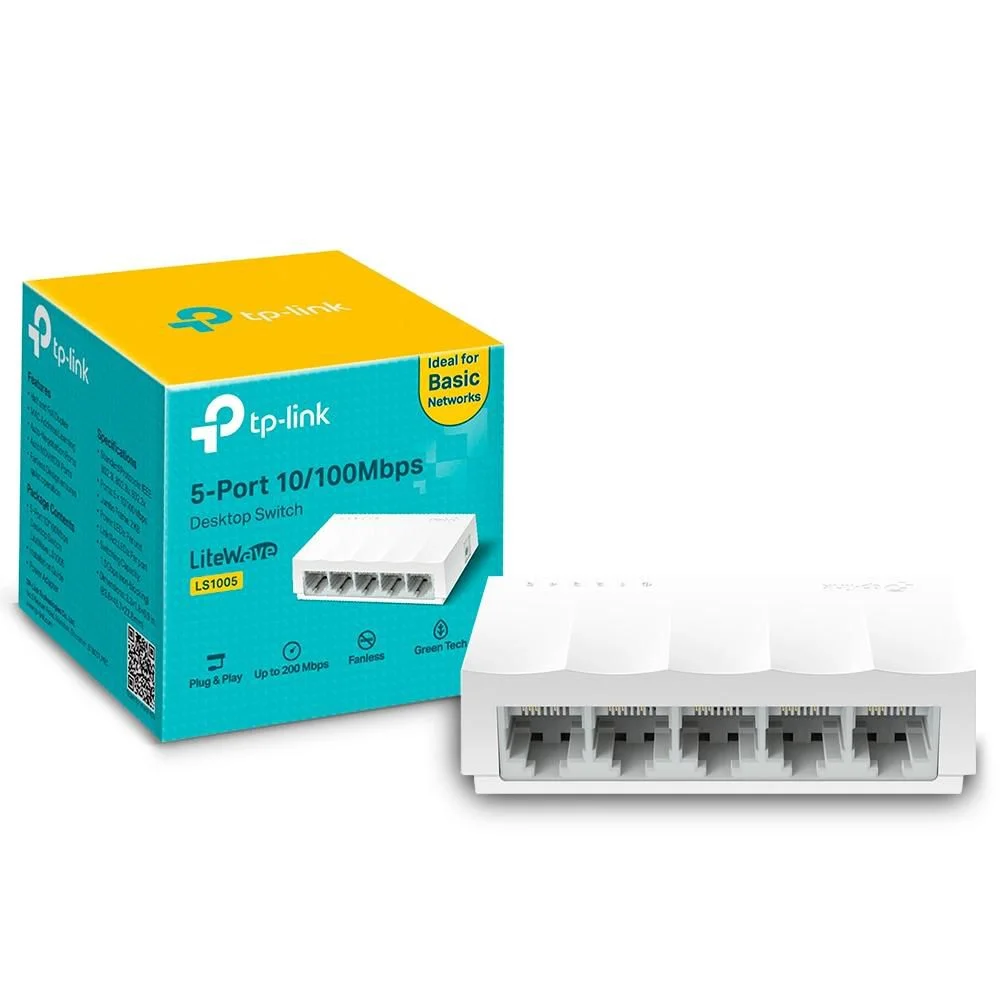 Switch 05 Portas Tp-Link Ls1005, Fast Ethernet, 10/100 Mbps, Case Plástico