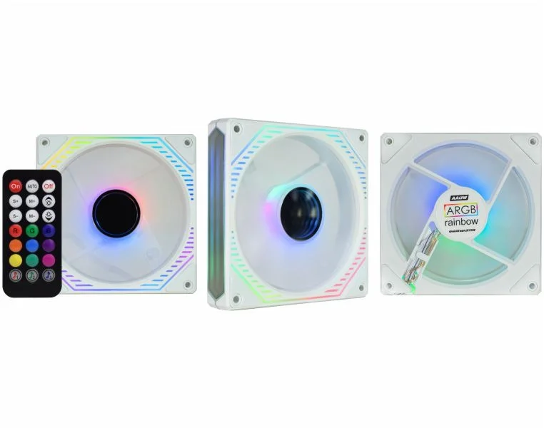 Kit Fan Cooler Argb, Kmex Aauw, 3 Fans 120 Mm + Cont Remoto, Aauwk136Abvab0X, Branco