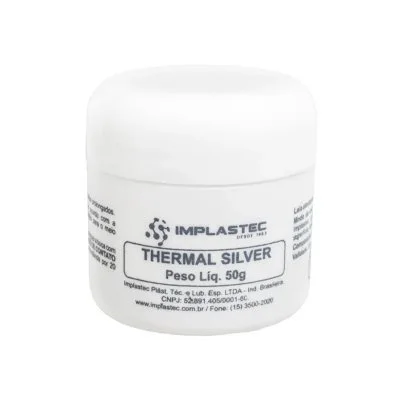 Pasta Térmica Implastec Thermal Silver 50, 1.6W/Mk, Pote 50 Gramas, Cinza, Md9 9158