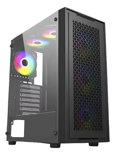 Gabinete Gamer Bluecase Bg-050 X-Frame, Sem Fonte, 3 Fans, Argb, Cinza e Preto, Lateral De Vidro