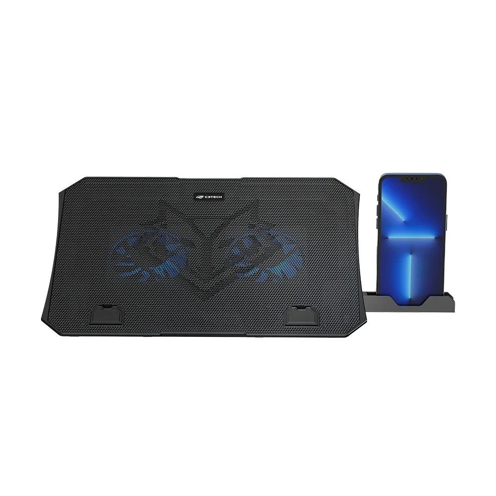 Base Notebook C3Tech Nbc-40Bk, 15.6", Preto, Usb 2.0, 2 Fans 12X12 Cm, Led Azul