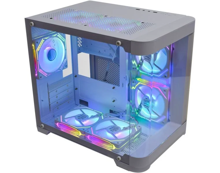 Gabinete Gamer Kmex Cg-W1Ag Aqua Curva, Sem Fonte, Sem Fan, Branco, Lateral De Vidro