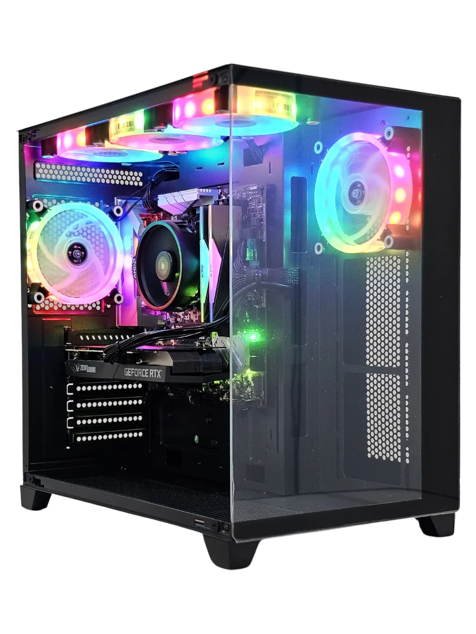 Gabinete Gamer Kmex Cg-02J1 Ghost Shark, Sem Fonte, Sem Fan, Led Rgb, Preto, Lateral De Vidro