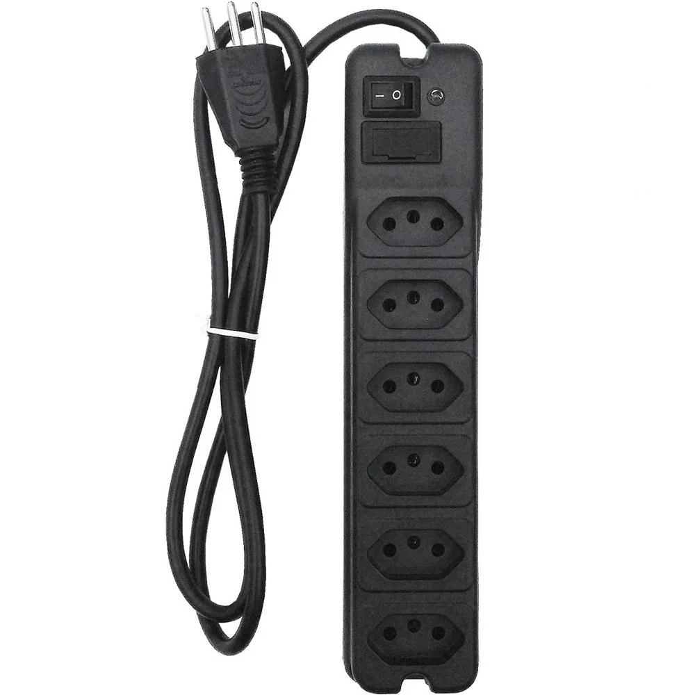 Filtro De Linha Ntc 6 Tomadas, 10A, Cabo 0,8 Metro, Preto