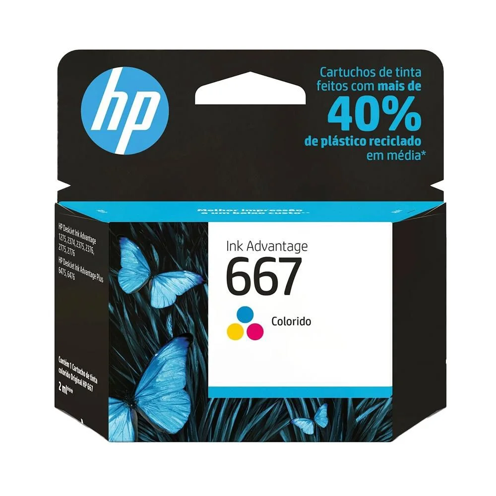 Cartucho De Tinta Hp 667 Colorido 3Ym78Ab 2ml