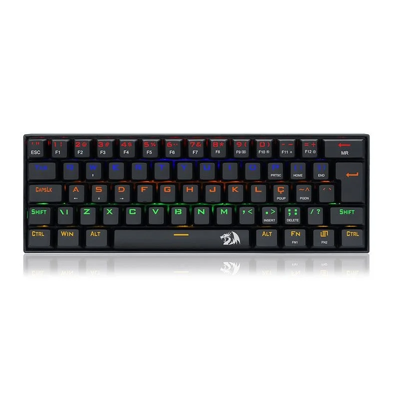 Teclado Gamer Usb Mecânico Redragon Lakshmi, Preto, Switch Azul, Rgb, Abnt2, K606R