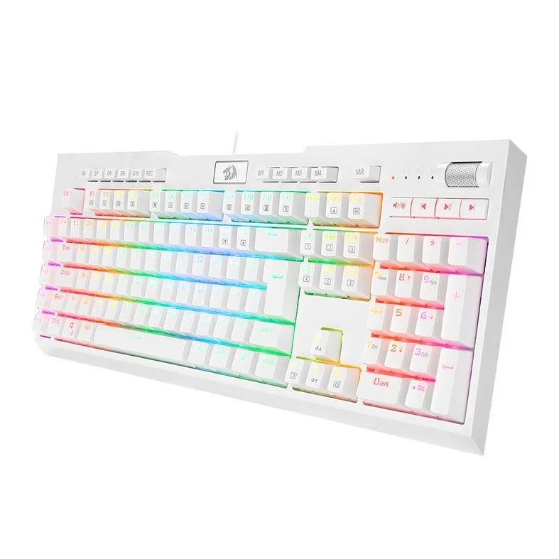 Teclado Gamer Usb Mecânico Redragon Brahma Pro, Branco, Switch Brown, Rgb, Abnt2, K586W-Rgb-Pro-Pt-Brown