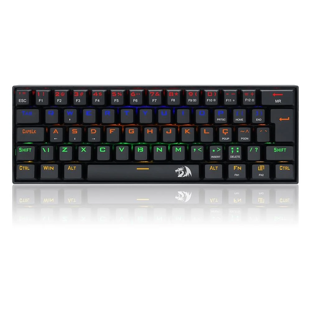 Teclado Gamer Usb Mecânico Redragon Lakshmi, Preto, Switch Brown, Rgb, Abnt2, K606R