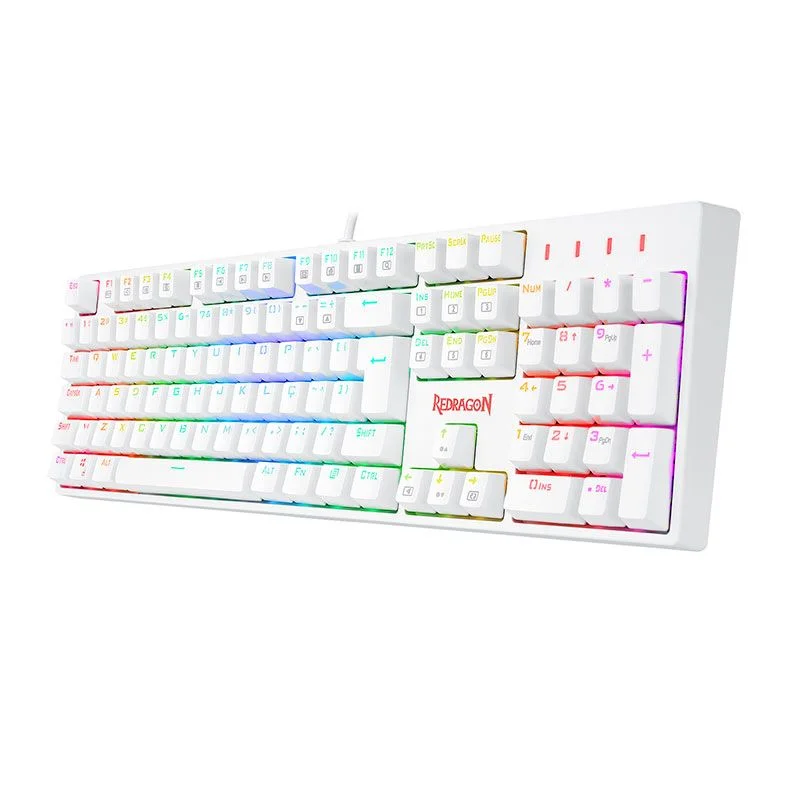 Teclado Gamer Usb Mecânico Redragon Surara Pro, Branco, Switch Blue, Rgb, Abnt2, K582W-Rgb-Pro
