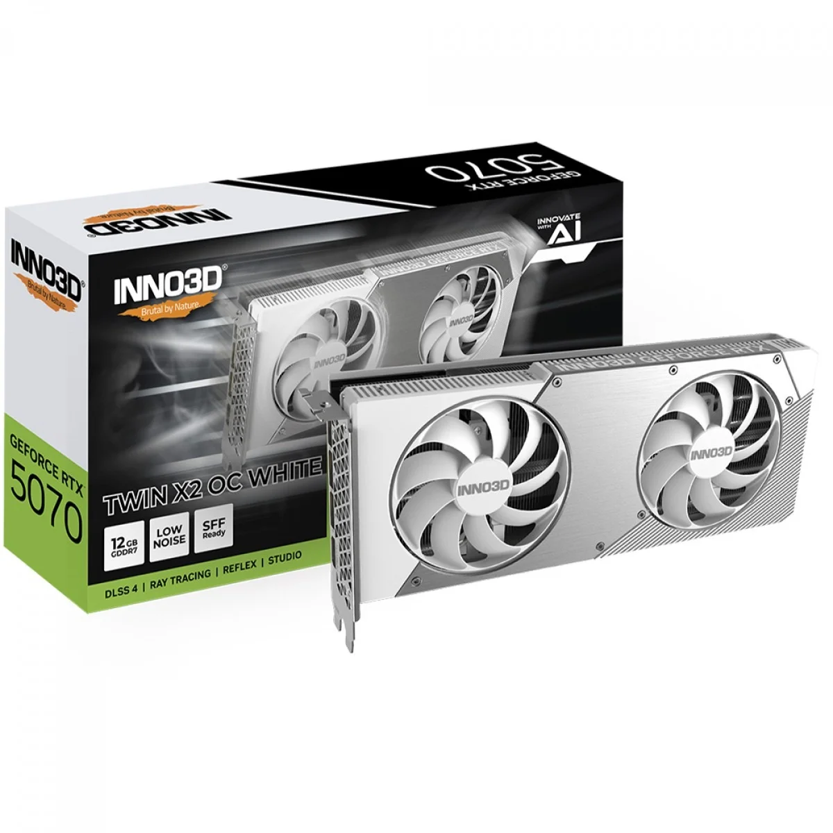 OPENBOX - Placa De Vídeo Geforce Ddr7 12Gb/192 Bits Rtx 5070 Inno3D Twin, 2 Fans, Dp, Hdmi, N50702-12D7X-195064W, Branca