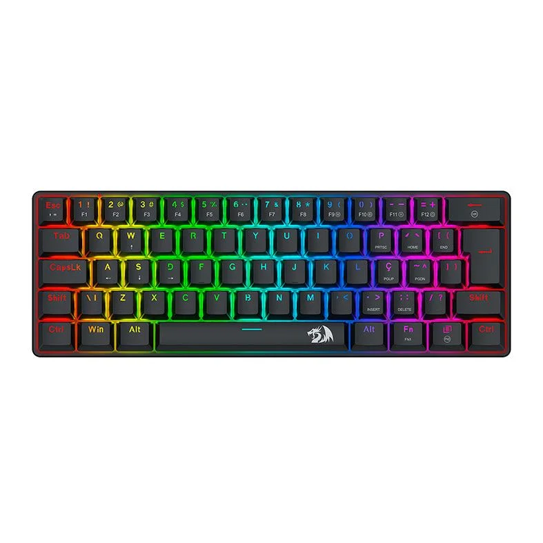 Teclado Gamer Usb Mecânico Redragon Jax, Preto, Switch Brown, Rgb, Abnt2, K613-Kb