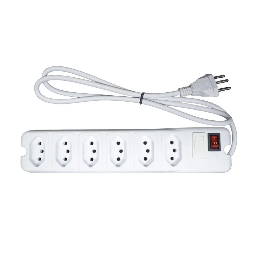 Filtro De Linha Ntc 6 Tomadas, 10A, Cabo 0,8 Metro, Branco