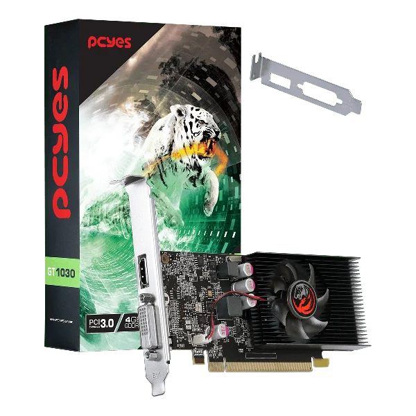 Placa De Vídeo Geforce Ddr4 04Gb/064 Bits Gt 1030 Pcyes, 1 Fan, Hdmi, Dvi, Low Profile, Pagt10304Gbg4Lp, Preta