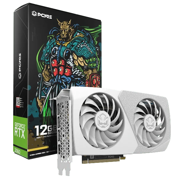 Placa De Vídeo Geforce Ddr6 12Gb/192 Bits Rtx 3060 Pcyes Graffiti, 2 Fans, Dp, Hdmi, Pvrtx3060Wt2F, Branca