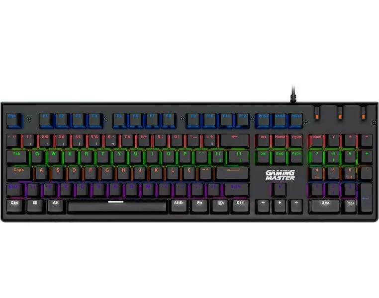 Teclado Gamer Usb Mecânico Kmex Dracarys-kgdb28, Preto, Switch Blue, Led, Abnt2