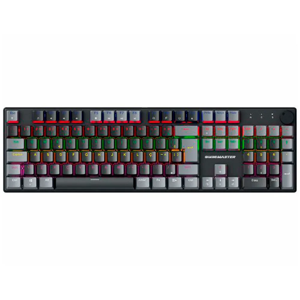 Teclado Gamer Usb Mecânico Kmex Shadowscope Khy628, Preto e Cinza, Switch Blue, Led, Abnt2