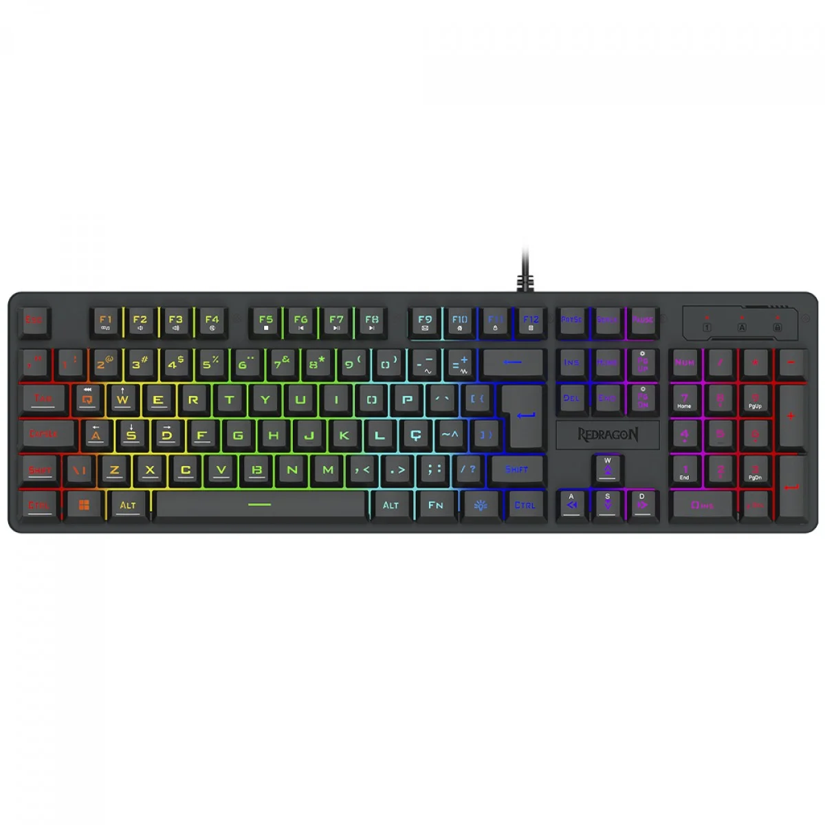 Teclado Gamer Usb Membrana Redragon Netherbane K521-R, Rgb, Abnt2, Preto