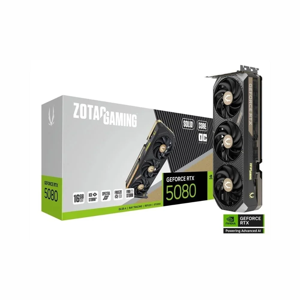 Placa De Vídeo Geforce Ddr7 16Gb/256 Bits Rtx 5080 Zotac Gaming, 3 Fans, Dp, Hdmi, Zt-B50800J2-10P, Preta