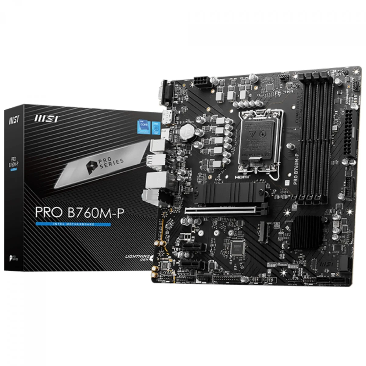 Placa Mãe 1700 12ª, 13ª, 14ª Geração Msi Pro B760M-P, Ddr5 192Gb, Dp, Hdmi, Vga, Usb 3.2, M2/Nvme, Preta