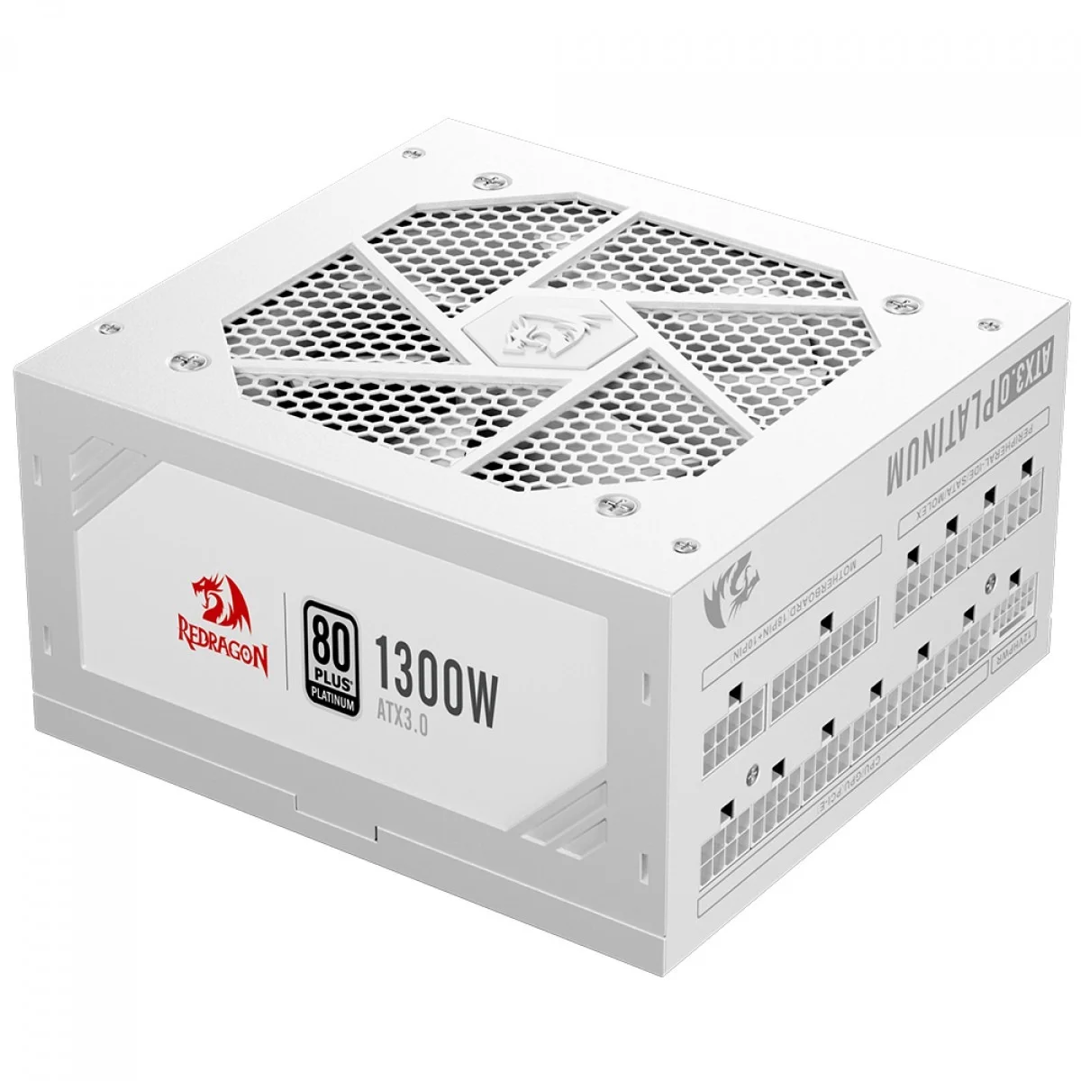 Fonte Atx 1300 W Redragon Gc-Ps018W V2, 80 Plus Platinum, Totalmente Modular, Pfc Ativo, Sem Cabo, Branca